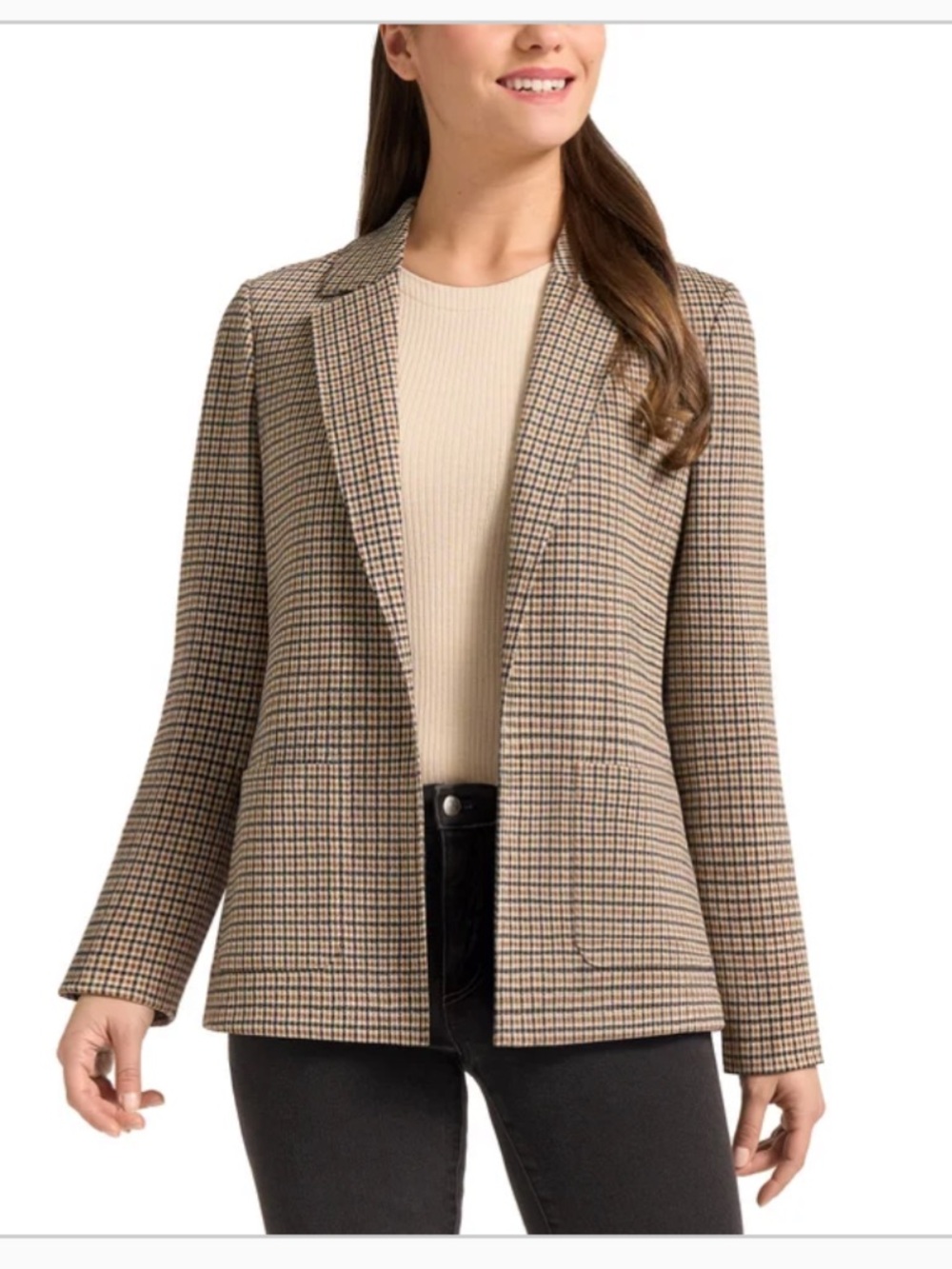 NWT Matty M Women's Brown Checked Blazer Jacket